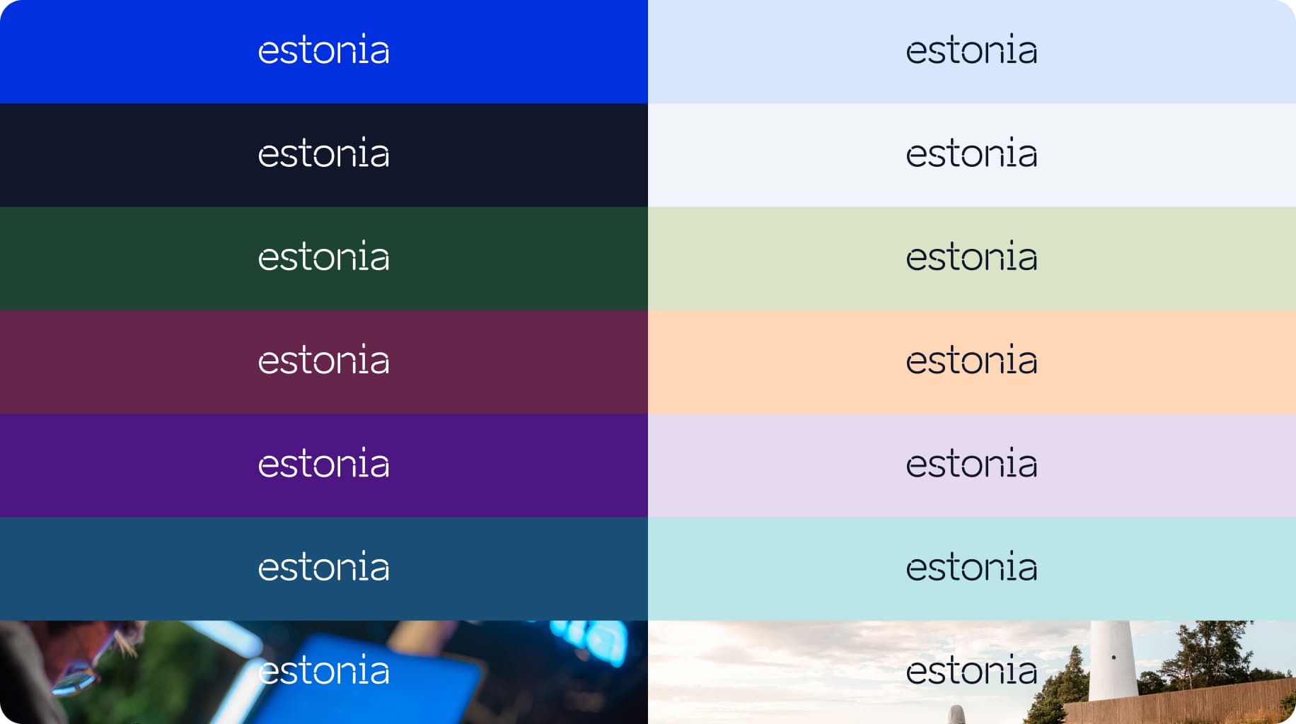 The compact logo is available in Ehakivi (white #FFFFFF) or Mustkivi (dark #0F172A). If needed, the compact wordmark may be used in black (#000000) as a partner logo.