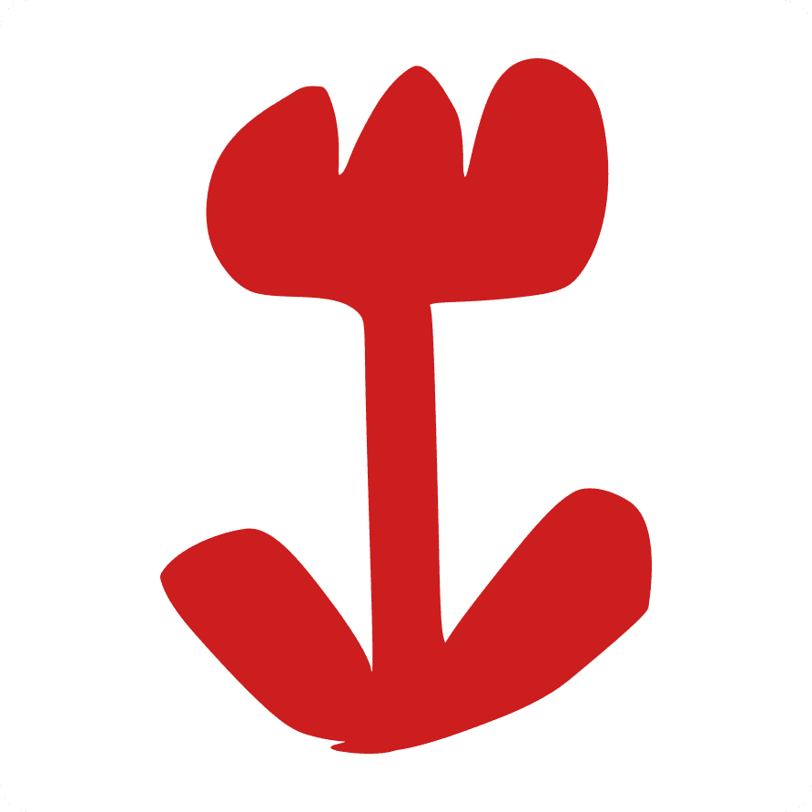 The flower is drawn freely and roughly by hand.