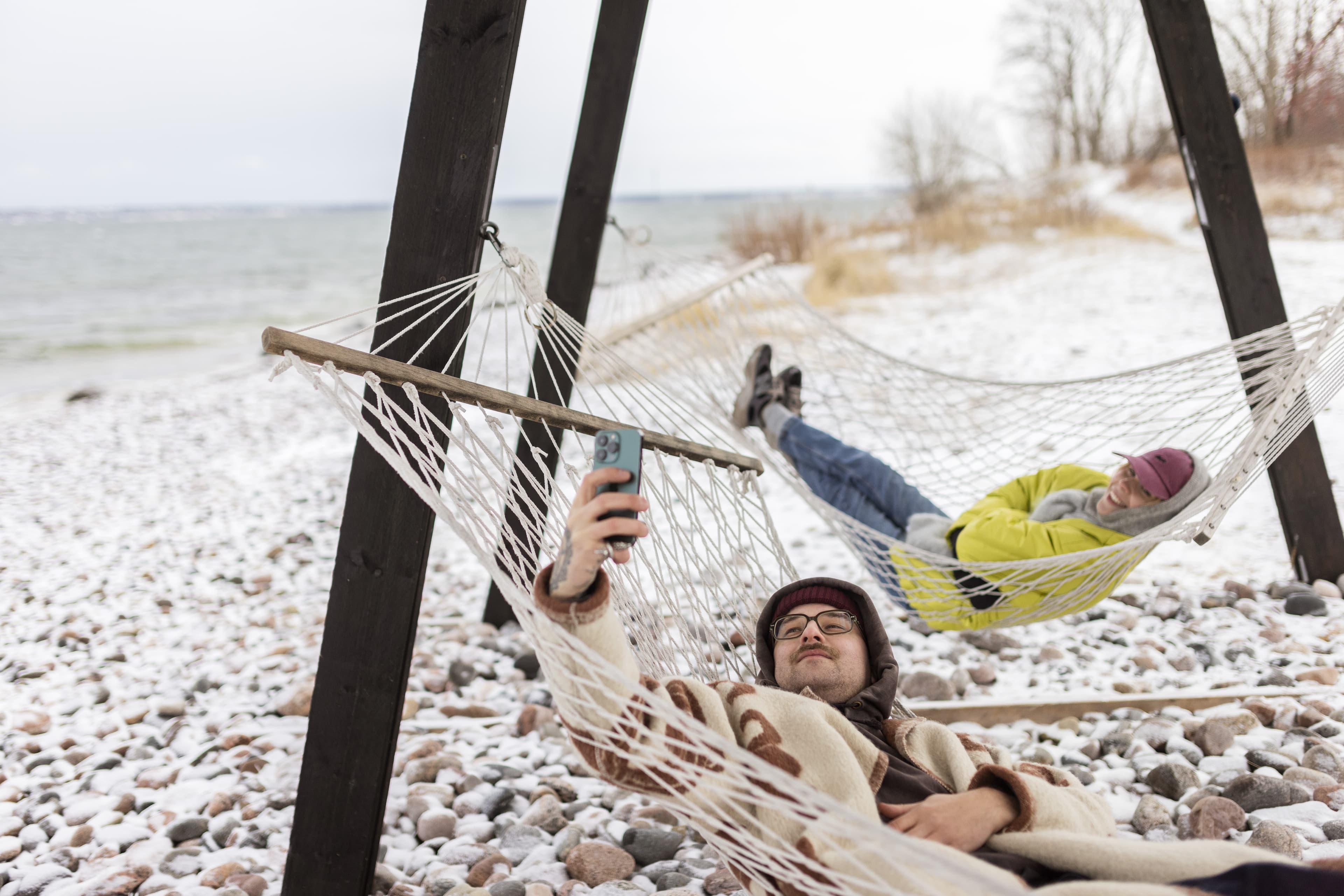709912 Relaxing in Hammocks