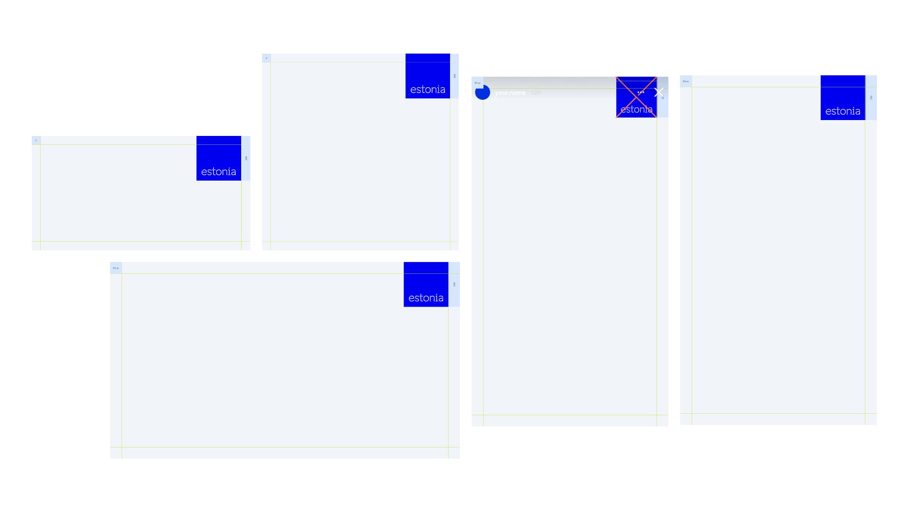 The size of the wordmark depends on the format of the design and its underlying grid.