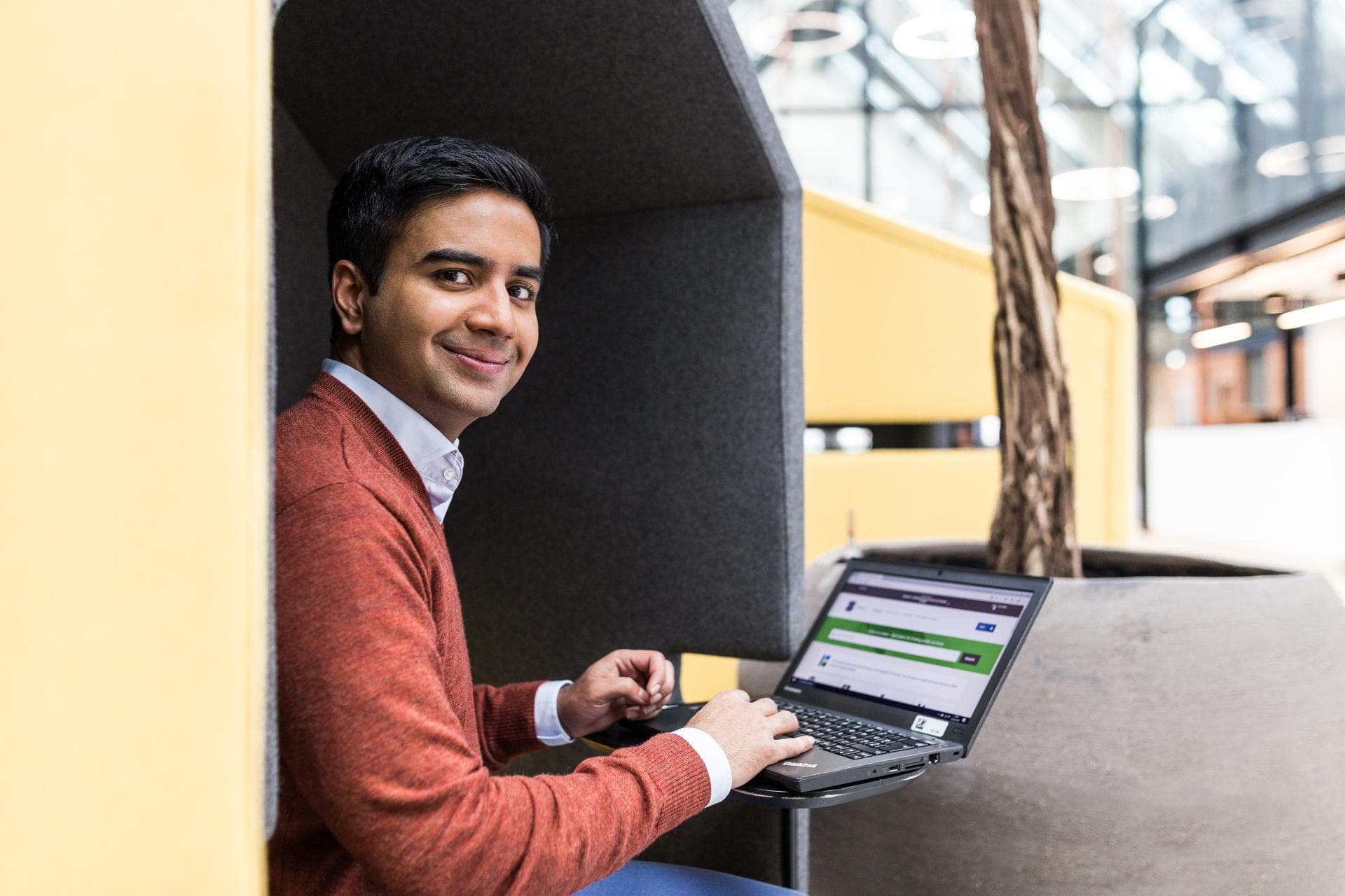 Businessman Working in Open Office